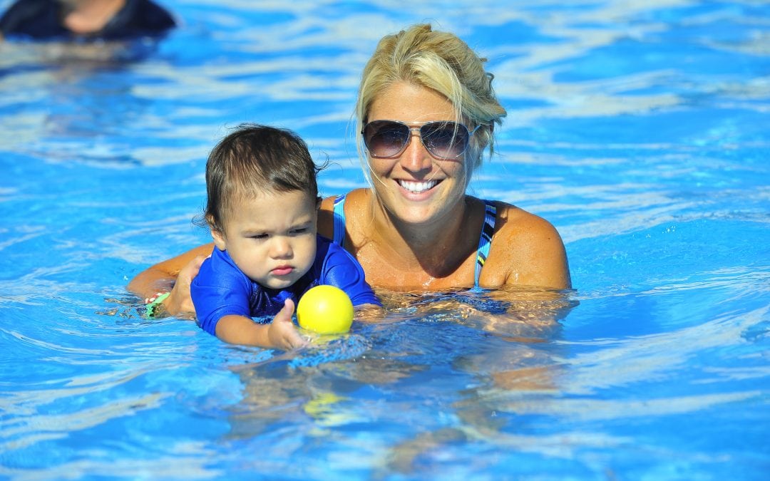 Woman and Baby in a Pool