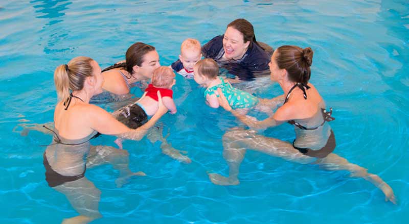 Parents, babies and instructor enjoy Water Babies class at Njswim